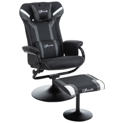 Vinsetto Relaxsessel neigbar mit Hocker 67 x 82,5 x 103cm Stahl Schwarz+Grau