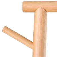 HOMCOM garderobestandaard kledingrek met make-up spiegel plank 4 haken bamboe(m-11)