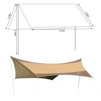 zonnedoek tarp zonwering met tentstokken camping polyester 550 x 560 cm(m-3)