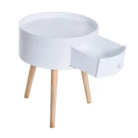 HOMCOM bijzettafel met schuiflade salontafel scandinavisch woonkamer hout wit / grijs(m-5)