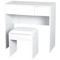 HOMCOM Make-uptafel met kruk toilettafel kaptafel inklapbare spiegel wit(m-4)