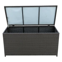 Outsunny Kussenbox polyrotan kussenbox tuinbox metaal 118 l x 54 b x 59 h cm bruin(m-6)