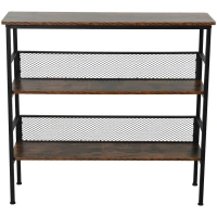 HOMCOM vrijstaande stelling boekenkast plankenstelling 3-laags industriële stijl spaanplaat bruin(m-4)