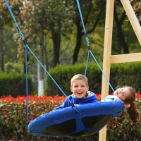 HOMCOM Nestschommel voor kinderen ronde schommel schommel tuin Oxford 100 cm blauw(m-4)