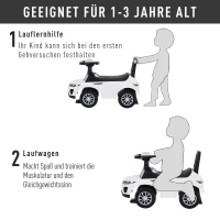 HOMCOM Kindervoertuig met claxon duwauto loopauto opbergruimte PP wit(m-4)