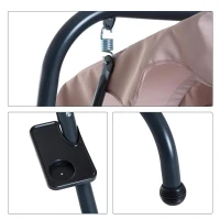 Outsunny 2-zits Hollywoodschommel tuinschommel met zonnedak staal beige tuin(m-7)