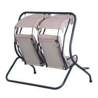Outsunny 2-zits Hollywoodschommel tuinschommel met zonnedak staal beige tuin(m-4)