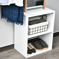 HOMCOM garderobestandaard kledingrek met make-up spiegel plank 4 haken bamboe(m-9)