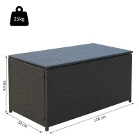 Outsunny Kussenbox polyrotan kussenbox tuinbox metaal 118 l x 54 b x 59 h cm bruin(m-3)