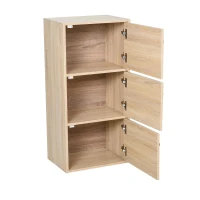 HOMCOM staande kast archiefkast multifunctionele kast kantoorkast 3 deuren naturel(m-4)
