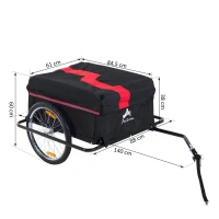 HOMCOM Transportaanhanger fietsaanhanger vrachtaanhanger fiets aanhanger zwart(m-3)