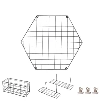 HOMCOM muurraster, fotowand, DIY-decoratie, fotoplank, memobord, metaal, zwart(m-7)