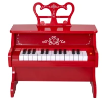 HOMCOM® Kinder Klavier Mini-Klavier 25 Tasten Kinderpiano Keyboard mit Notenpult Rot(m-4)