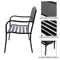 Tuinbank 2-zits zitbank parkbank tuin staal zwart(m-4)