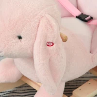 HOMCOM hobbelpaard voor kinderen schommeldier konijn 18-36 maanden pluche roze(m-8)