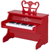 HOMCOM® Kinder Klavier Mini-Klavier 25 Tasten Kinderpiano Keyboard mit Notenpult Rot(m-5)
