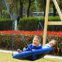 HOMCOM Nestschommel voor kinderen ronde schommel schommel tuin Oxford 100 cm blauw(m-2)