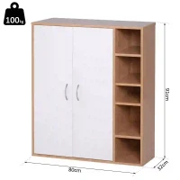HOMCOM multifunctionele kast vrijstaande stelling staande kast decoratieve kast boekenkast kast hout naturel 80 x 32 x 90,5 cm | Aosom.nl(m-3)