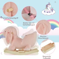 HOMCOM hobbelpaard voor kinderen schommeldier konijn 18-36 maanden pluche roze(m-7)