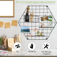 HOMCOM muurraster, fotowand, DIY-decoratie, fotoplank, memobord, metaal, zwart(m-4)