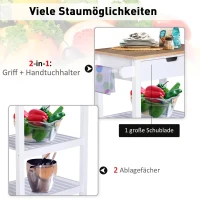 HOMCOM Keukenwagen rolwagen voor de keuken keukentrolley serveerwagen met schuiflade hout(m-4)