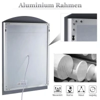 HOMCOM LED-spiegelkast lichtspiegel badspiegel badkamerkast badkamerspiegel wandspiegel 15 W (model 4)(m-6)