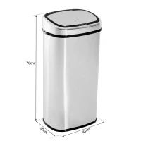HOMCOM® automatische vuilnisbak prullenbak automatische keukenemmer bewegingssensor roestvrij staal met sensor zilver 68 l 40,5 x 29,5 x 78 cm | Aosom.nl(m-3)