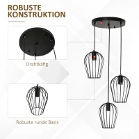 HOMCOM Hanglamp hanglamp moderne geometrische hanglampen kroonluchter zwart(m-6)