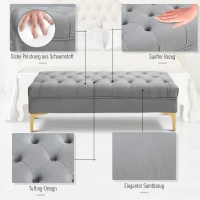 HOMCOM Zitbank, bedbank, schoenenbank met verhoogde poten, slaapkamer, fluweel blauw 118 x 45 x 42 cm(m-6)