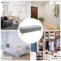 HOMCOM Zitbank, bedbank, schoenenbank met verhoogde poten, slaapkamer, fluweel blauw 118 x 45 x 42 cm(m-5)