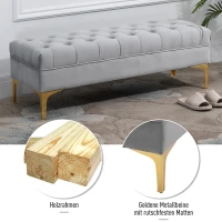 HOMCOM Zitbank, bedbank, schoenenbank met verhoogde poten, slaapkamer, fluweel blauw 118 x 45 x 42 cm(m-4)