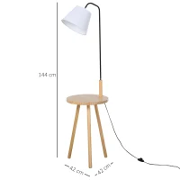 HOMCOM staande lamp voor woonkamer, staande lamp, staande lamp, booglamp met houten tafel, Scandinavische stijl, staal, wit, 42 x 42 x 144 cm woonkamer staande lamp tafel staal wit | Aosom.de(m-1)