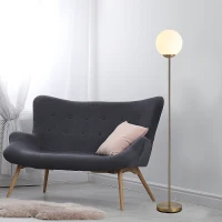 HOMCOM Woonkamer vloerlamp staande lamp vloerlamp metaal met glas goud 25 x 25 x 171cm(m-1)