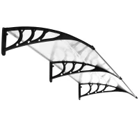 Outsunny Schuurluifel voor voordeur 80 x 195 x 23 cm 5 mm polycarbonaat aluminium transparant(m-5)