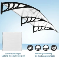 Outsunny Schuurluifel voor voordeur 80 x 195 x 23 cm 5 mm polycarbonaat aluminium transparant(m-4)