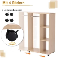 HOMCOM Open gangkast met rails en wielen naturel(m-5)