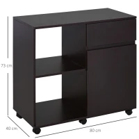 HOMCOM Printertafel trolley printerstandaard met laden+plank spaanplaat bruin(m-3)