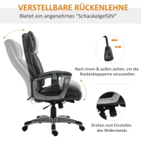 Vinsetto Ergonomische Massage-Bureaustoel in Vintage Stijl met 6 Vibratiepunten en Hoog Draagvermogen, Zwart(m-4)
