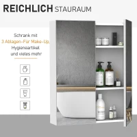 HOMCOM Badkamermeubel spiegelkast badkamerkast wandkast badkamer spiegel schap wit(m-5)