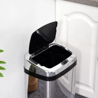 HOMCOM vuilnisemmer rvs automatische sensor 30 l afvalemmer IR-sensor (vierkant) 30 l/ vierkant met/zonder binnenemmer rond vierkant 30 l / 50 l (30 l/vierkant)(m-10)