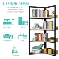 HOMCOM Boekenrek vrijstaande stelling speelgoedrek spaanplaat + staal 90 x 39 x 160 cm(m-5)
