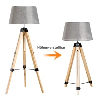 HOMCOM staande lamp vloerlamp stalamp hoogte 99-143 cm woonkamer E27 grenen 2 kleuren(m-4)