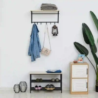 HOMCOM 2-in-1 garderobeset halrek met zitbank(m-7)