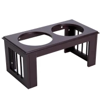 PawHut Verhoogde hondenbak voerbak huisdier rvs voerbakken MDF koffie(m-7)