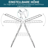 HOMCOM inklapbaar wasrek, roestvrij staal, kunststof, zilver, wit(m-4)
