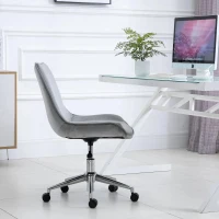 HOMCOM bureaustoel draaistoel bureaustoel in hoogte verstelbaar 360 ° draaibaar fluweel 52,5 x 60 x 82-91 cm, Grijs(m-7)