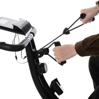 HOMCOM Hometrainer fietstrainer trainingsfiets voor thuis staal wit(m-9)