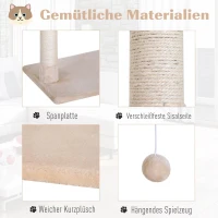 PawHut Klimboom met sisal paal, kattenboom, krabpaal, hangmat, spaanplaat beige(m-5)