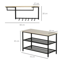HOMCOM 2-in-1 garderobeset halrek met zitbank(m-3)