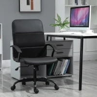 Vinsetto Kantoorstoel in hoogte verstelbare schrijftafelstoel draaistoel PVC + zwarte netbekleding(m-2)